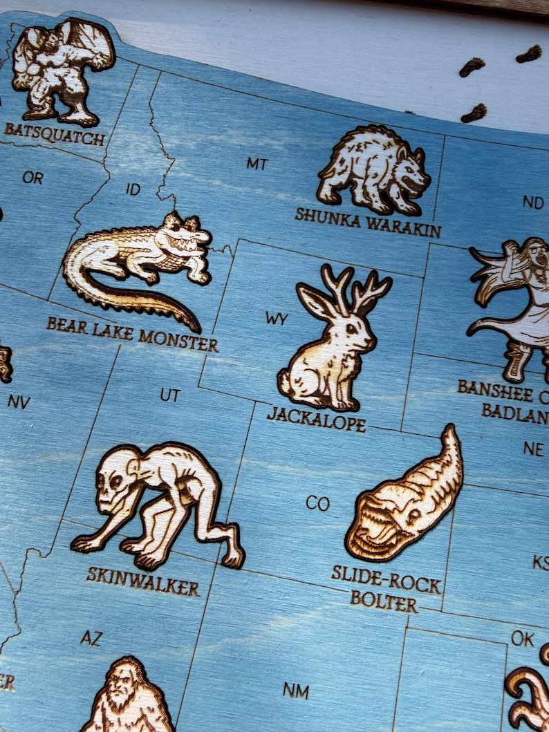 USA Cryptid Tracker Map SVG - Legendary Creatures Travel Tracker ...