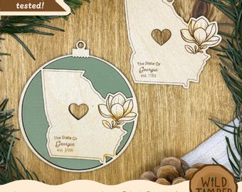 Georgia State Flower Ornament SVG – Sweetbay Magnolia Christmas Bundle, 2 Designs (Digital Download)