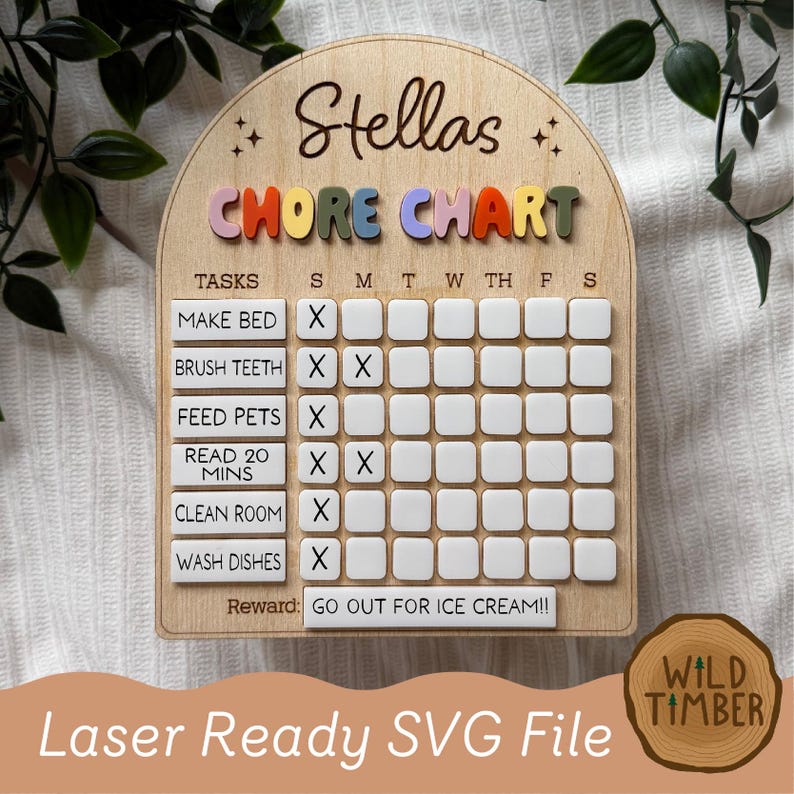 Chore Chart SVG : Personalized Kids Responsibilities Tracker (digital ...