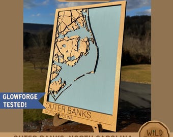Laser Cut Wooden Outer Banks Map: Multilayer SVG File (Digital Download)