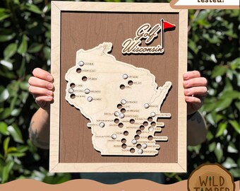 Wisconsin Golf Courses Bucket List SVG Map: Laser Cut Design (Digital Download)