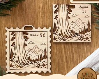 Sequoia Ornament SVG – National Park Stamp Christmas Ornament, Customizable Laser File (Digital Download)