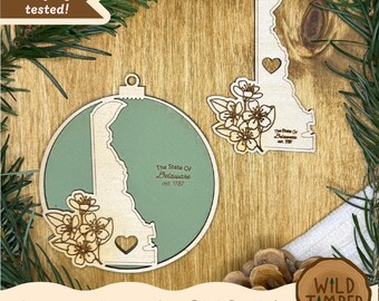 Delaware State Flower Ornament SVG – Peach Blossom Christmas Bundle, 2 Designs (Digital Download)