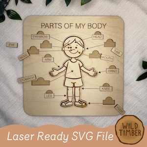 Montessori Körper Puzzle SVG: Anatomie des Menschen Laser Cut Datei (Digitaler Download)