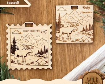 Rocky Mountain National Park Ornament SVG – Stamp Christmas Ornament, Customizable Laser File (Digital Download)