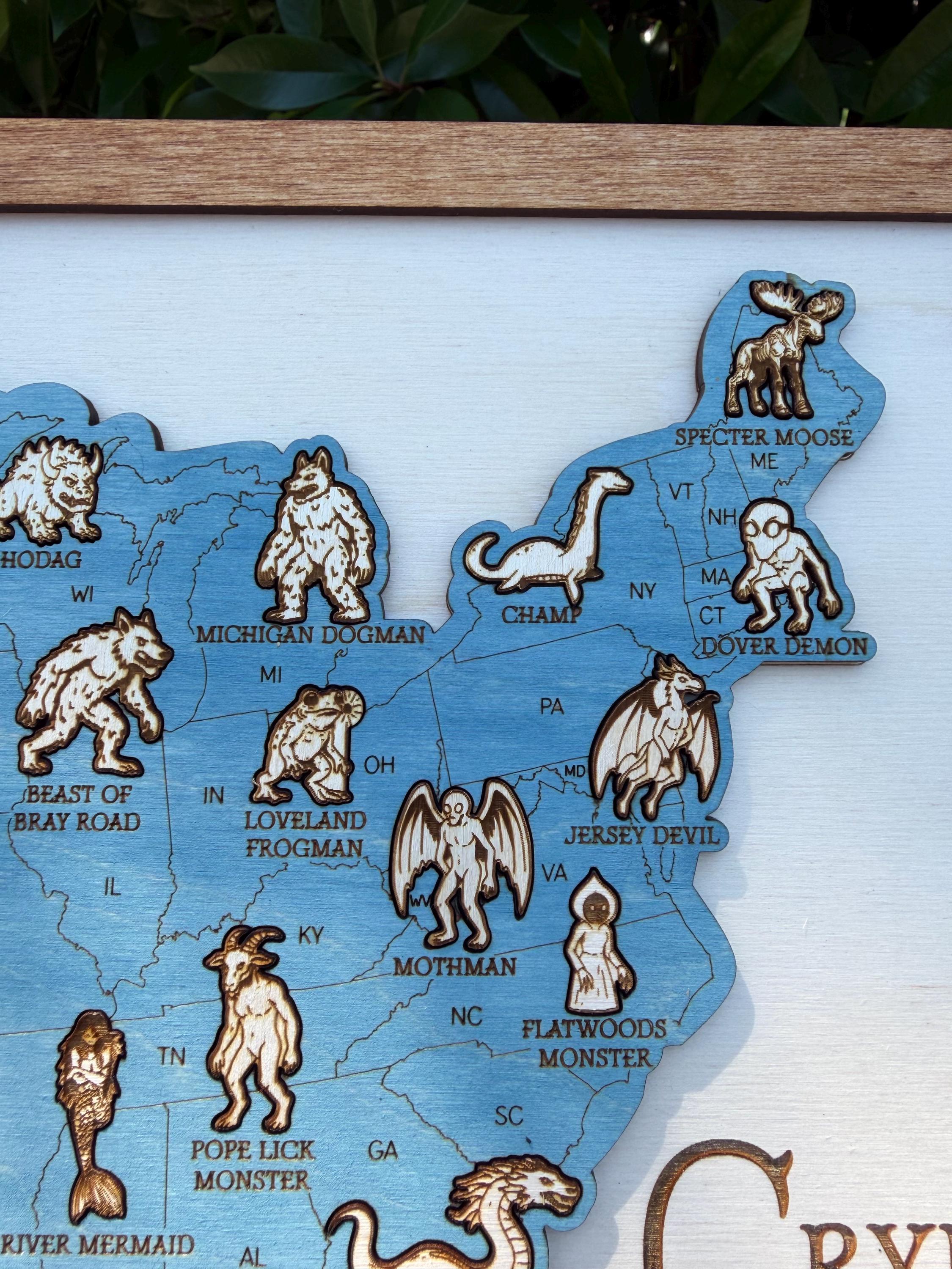 USA Cryptid Tracker Map SVG - Legendary Creatures Travel Tracker ...