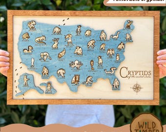 USA Cryptid Tracker Map SVG - Legendary Creatures Travel Tracker (Digital Download)