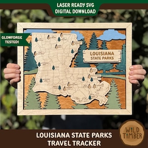 Louisiana State Parks Travel Tracker SVG | Louisiana SVG | Travel Tracker SVG | Louisiana Glowforge File