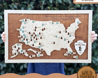 National Parks Travel Tracker Map SVG : USA Hiker Laser Cut File (Digital Download)