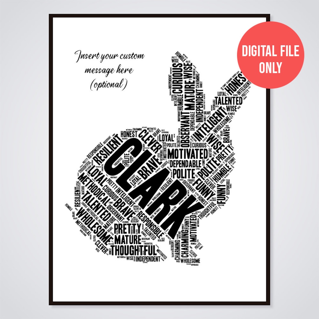 Custom Rabbit Poster DIGITAL ONLY Custom Word Wall Art - Etsy