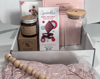 Coffret cadeau soins personnels, coffret cadeau anti-stress, cadeau pour elle, santé mentale, panier confortable