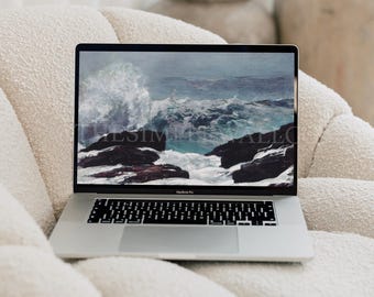 Set of 42 Ocean Wallpapers Computer Background Laptop Digital Download Wallpaper Nautical Background Vintage Art Backdrop Beach Aesthetic