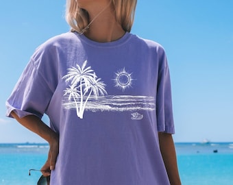 Tropical Palm Tree Comfort Colors summer beach vacation shirt,Palm trees graphic tshirt, Palm Tree shirt, Aesthetic shirt,Oversized Coverup