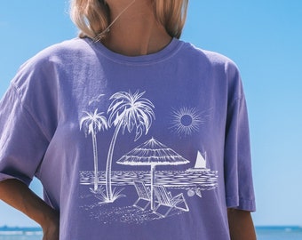 Tropical Palm Tree Comfort Colors summer beach vacation shirt,Palm trees tshirt,Palm Tree tee shirt,Travel shirt,Womens Oversized Coverup
