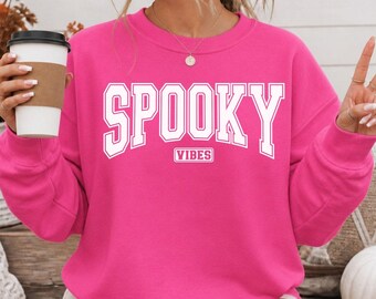 Spooky Vibes Halloween sweatshirt, Womens Spooky Halloween Crewneck sweatshirt, Halloween Party sweater, Oversized Halloween sweatshirt