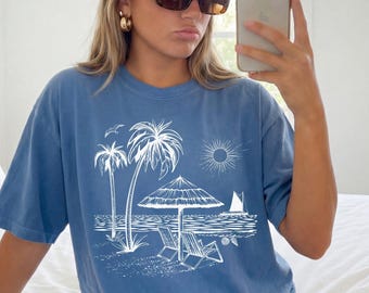 Tropical Palm Tree Comfort Colors summer beach vacation shirt,Palm trees tshirt,Palm Tree tee shirt,Travel shirt,Womens Oversized Coverup