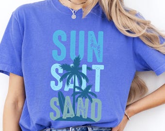 Sun Salt Sand Retro Summer Beach Vacation Comfort Colors shirt,Beach Lover gift,Retro Oversized Coverup