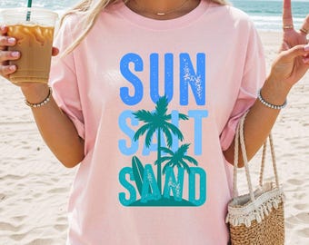 Sun Salt Sand Comfort Colors shirt, Beach Summer tshirt, Palm Tree tee, Vacation shirt