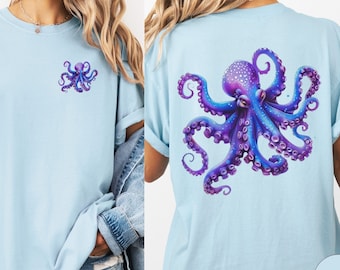Octopus Comfort Colors tshirt,Squid shirt,Marine Life shirt,Ocean Animal shirt,Octopus Art tee shirt,Unisex Octopus top,Summer Beach shirt