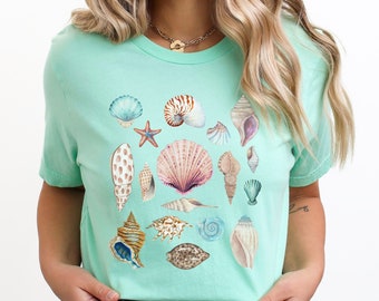 Sea Shell shirt,Womens Seashell graphic tee,Seashell tshirt,Sea Shell gift,Gift for Mom,Swimsuit coverup,Ocean Inspired style,Sea Life shirt