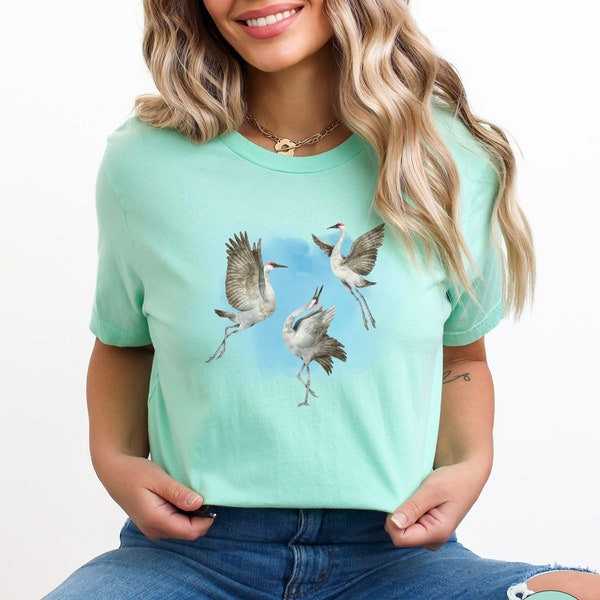 Sandhill Crane Shirt,Bird Lover tshirt,Birdwatchers gift,Bird tshirt,Summer Beach Vacation bird shirt,Florida Bird shirt,Aesthetic Bird Tee
