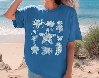 Under the Sea Comfort Colors Sea Animals Summer Beach Vacation shirt,Ocean tshirt for her,Marine Life shirt,Ocean Inspired Shirt,Beach gifts