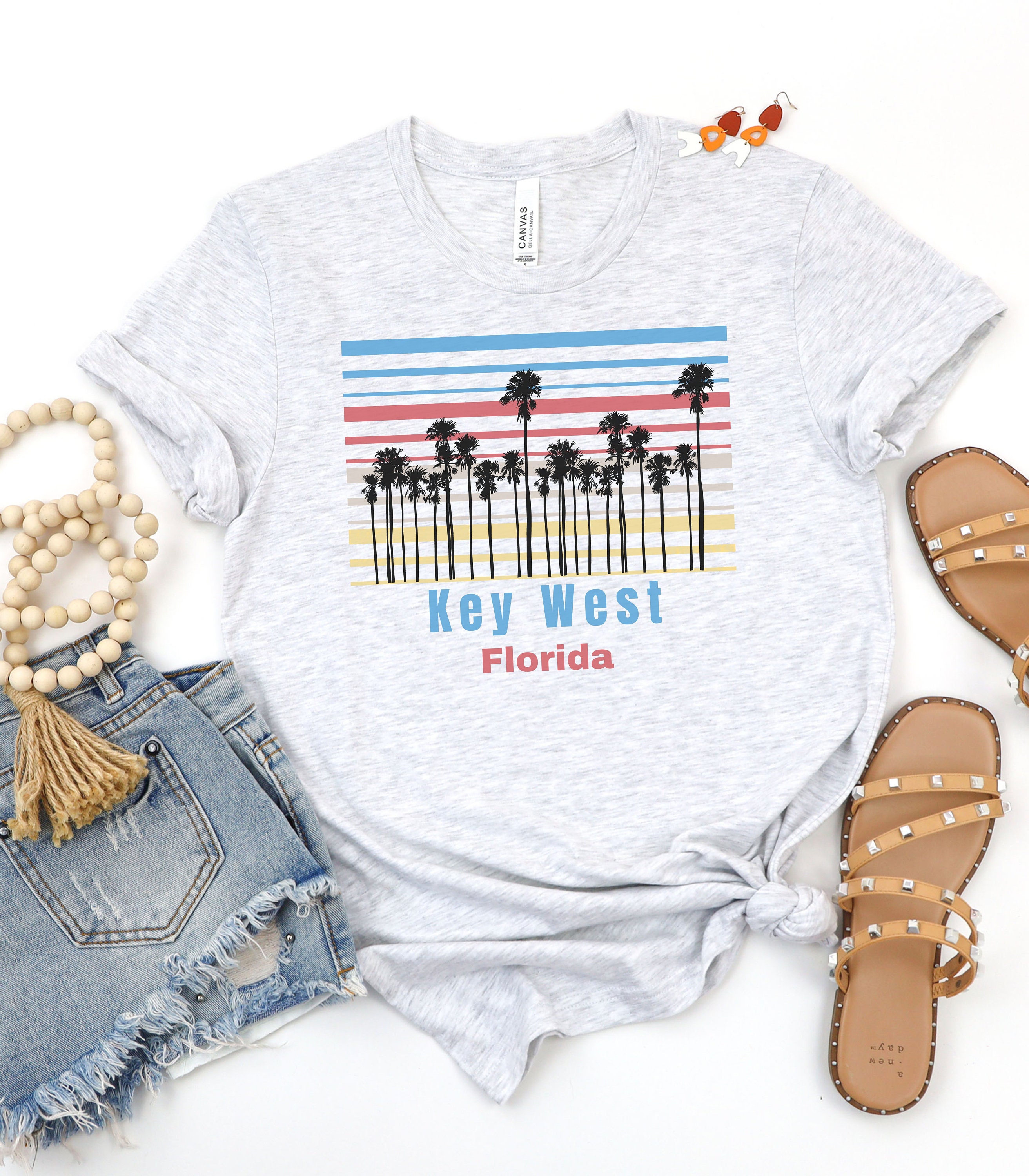 Key West Trendy Retro Tshirt for Women, Key West Beach Vacation