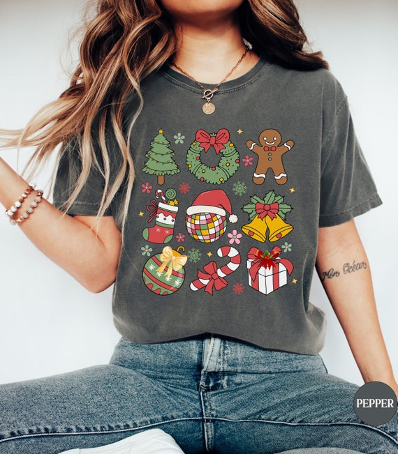 Retro Christmas Coquette Comfort Colors shirt, Vintage Coquette tshirt, Holiday crewneck shirt, Retro Christmas tee, Coquette aesthetic