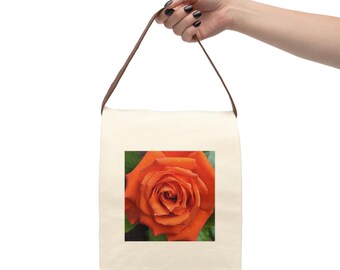 Rose Canvas Lunch Bag With Strap