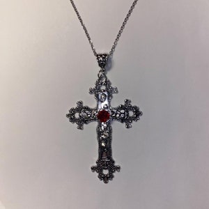 Vampiric Crystal Cross Necklace
