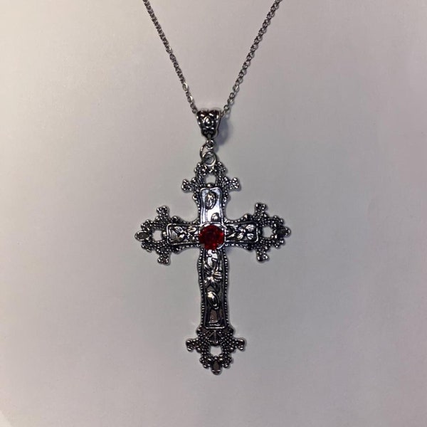 Vampiric Crystal Cross Necklace