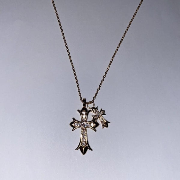 Double Cross Necklace Etsy