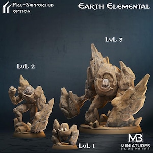 Earth Elementals - Miniatures Blueprint: Elementals | Stone | Rock | Spirit | Summon | Monster | Dungeons and Dragons | 32mm
