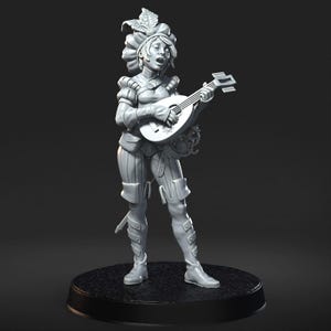Acquilina- Steel Age: RN Estudio June &#39;24 | Bard | Lute | Human | Female | Pathfinder | DND | Mini | 32 mm