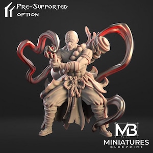 Shenzu, Martial Master- Miniatures Blueprint | Monk | Shaolin | Human | Male | Brawler | Dungeons and Dragons | 32mm