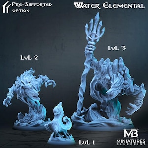 Water Elementals - Miniatures Blueprint: Elementals | Sea | Ocean | Spirit | Summon | Monster | Dungeons and Dragons | 32mm
