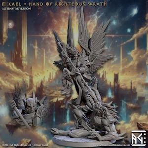 Mikael- Wrath of the Malakim : December &#39;24 Artisan Guild | Aasimar | Angel | Paladin | Fighter| Boss | Winged | 32mm