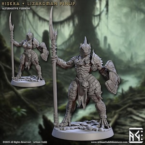 Hiskra - Lizardmen of Falgor Swamp: Jun &#39;25 Artisan Guild | Lizardfolk | Hero | Fighter | Barbarian | Reptilian | Pathfinder | 32mm