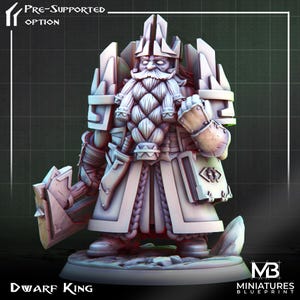 Dwarf King - Miniatures Blueprint | Dwarven | Paladin | Cleric | Fighter | Pathfinder | Dungeons and Dragons| 32mm