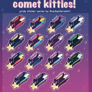 Comet Kitties! || Holografische Pride-stickers