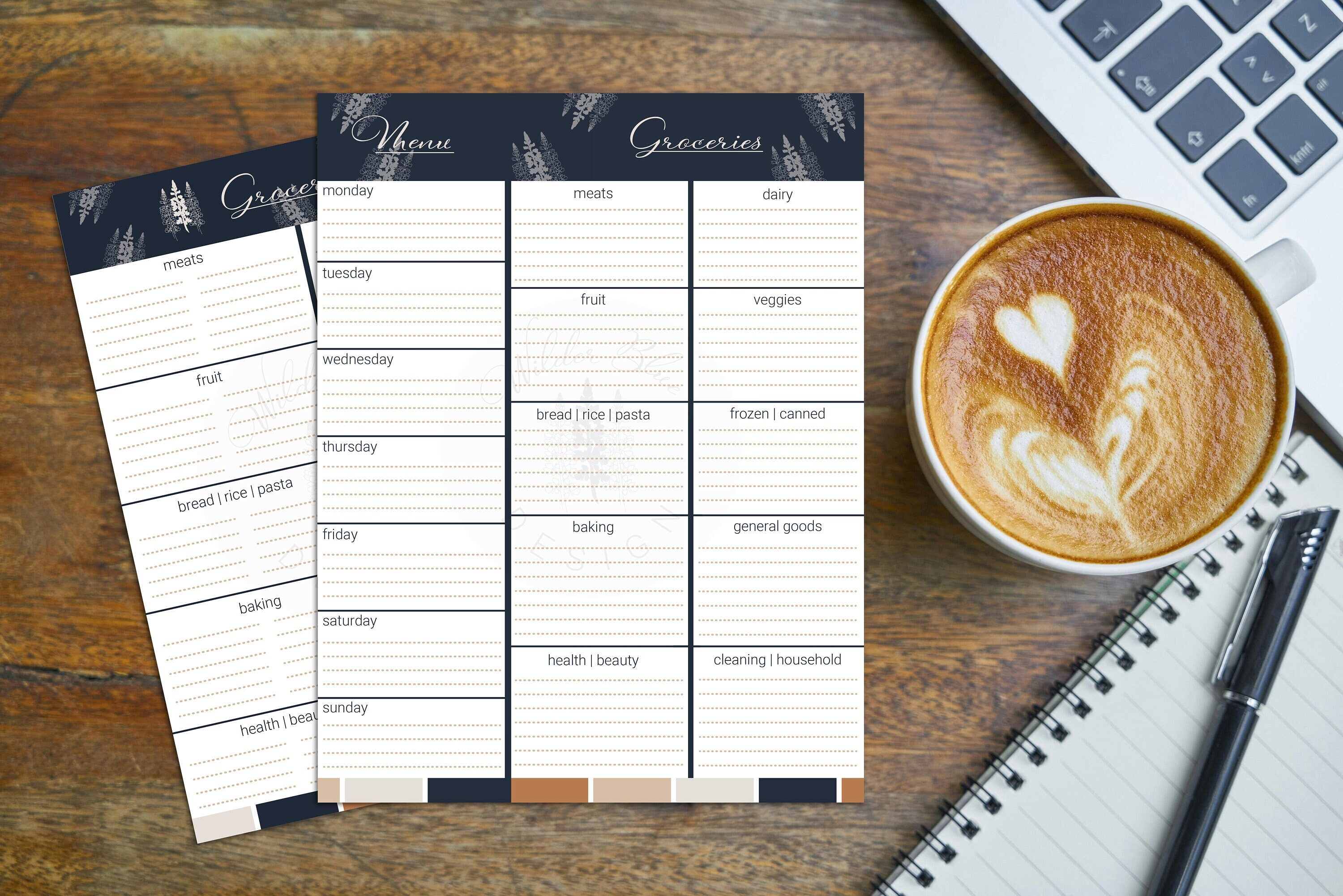 Menu Planner and Grocery List Printable DIGITAL DOWNLOAD - Etsy