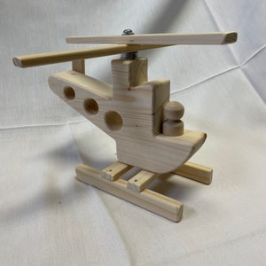 Large Wood Toy Helicopter Airplane DS