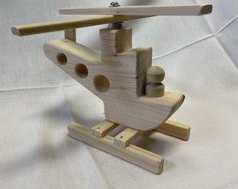 Large Wood Toy Helicopter Airplane DS