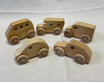 Children&#39;s Wood Toy Mini Cars, Set of 5
