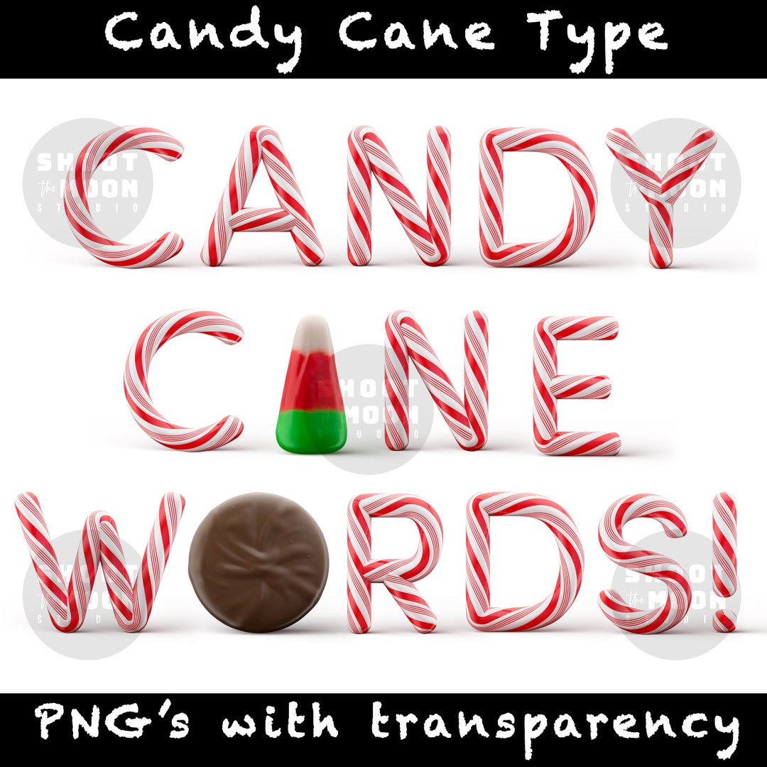 Candy Cane Type, Standard License, PNG, Transparency, Christmas