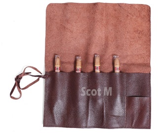 Handcrafted Personalized Leather Cigar Case - Custom Cigar Holder & Travel Humidor - Groomsmen Gift - Cigar Enthusiast Accessories