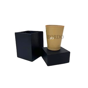 Solid Leather Dice Cup Shaker/Makeup Brush Holder/Pen Pencils Holder Desk/Handmade Leather dice cup/Smooth Caramel color available.