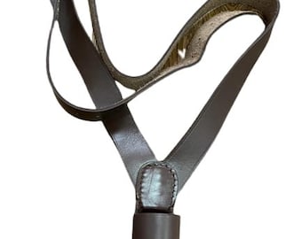 Porte-ceinture pour mât de drapeau en cuir marron, militaire, défilé maçonnique (NOUVEAUTÉ) avec coupe en laiton