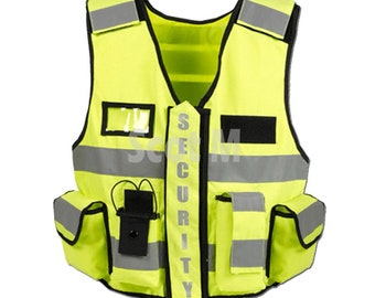 Gilet de patrouille de sécurité tactique jaune haute visibilité, personnel de porte de l'industrie sia