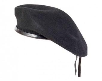 New WOOL Men's Ladies Black Beret Hat Cap Army Military - Fashion or Fancy Dress